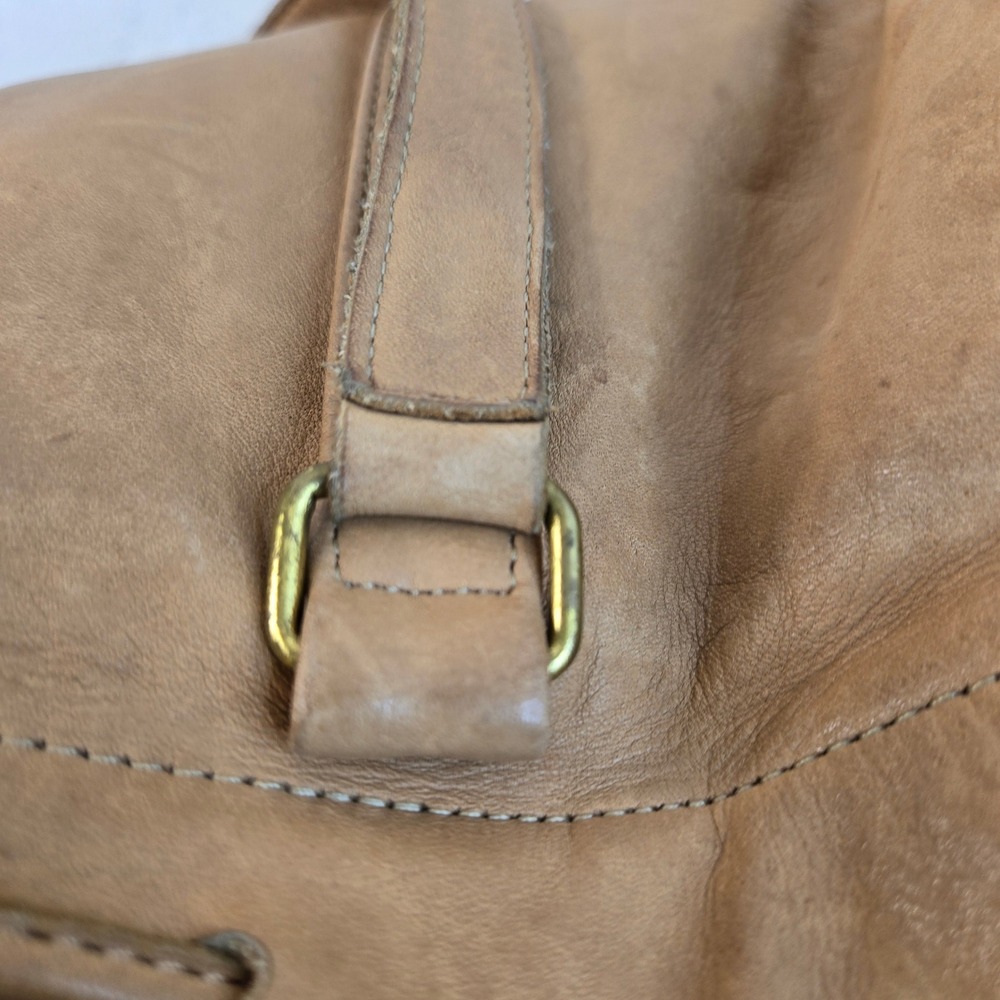 Vintage Coach Tan Leather Drawstring Bucket Bag 531-2620 Brass Hardware Tote - Picture 8 of 16